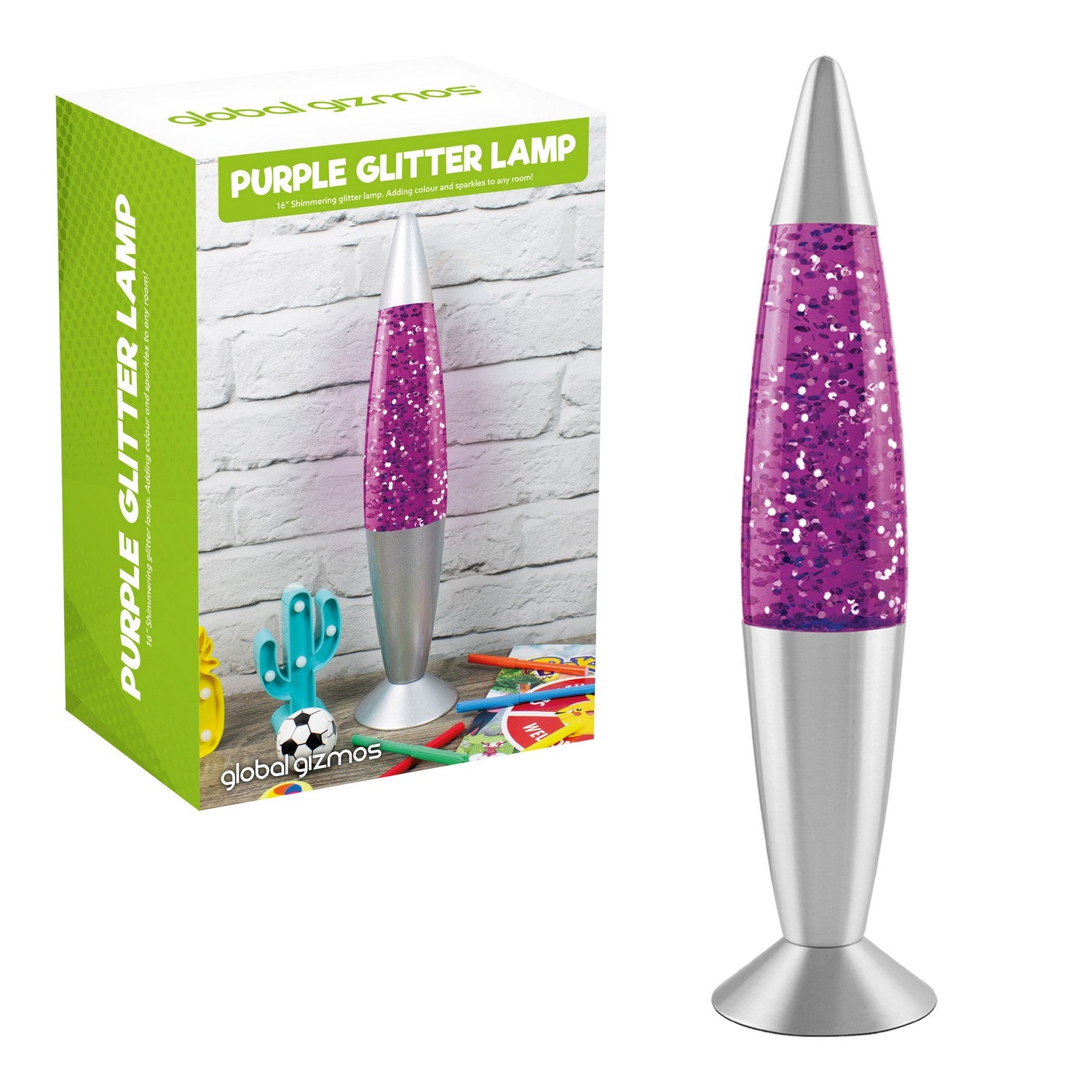 16" Purple Glitter Lamp Lava Lamp Shape