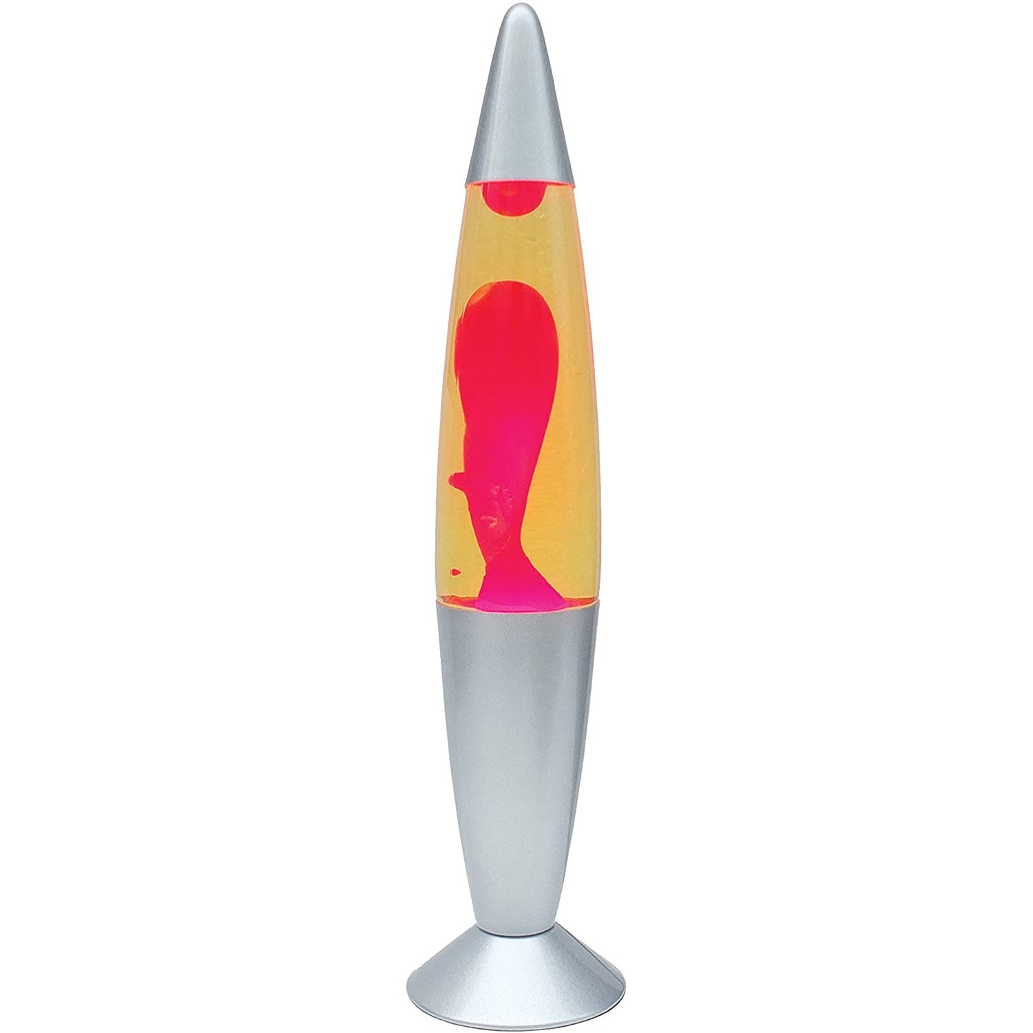 16" LED Silver Lava Lamp Yellow Liquid Red Wax Aluminium