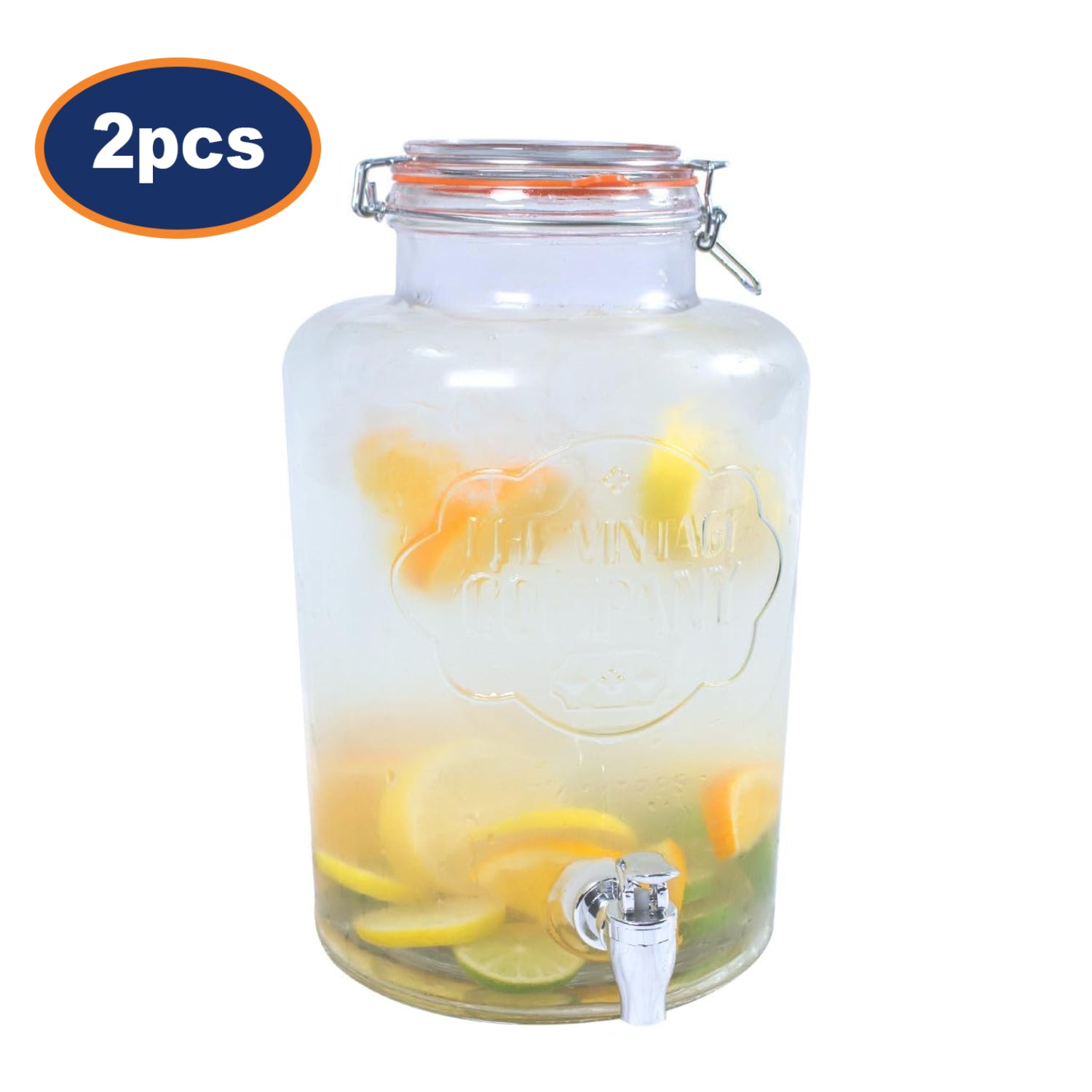 Set Of 2 The Vintage Company 7.6L Airtight Glass Drinks Dispensers With Tap