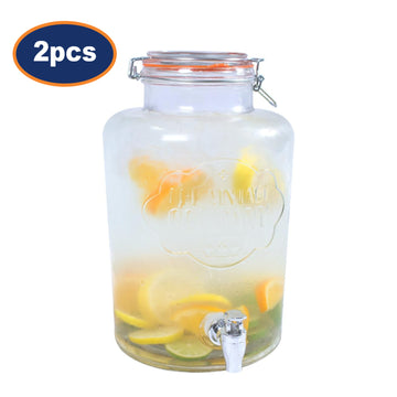 Set Of 2 The Vintage Company 7.6L Airtight Glass Drinks Dispensers With Tap