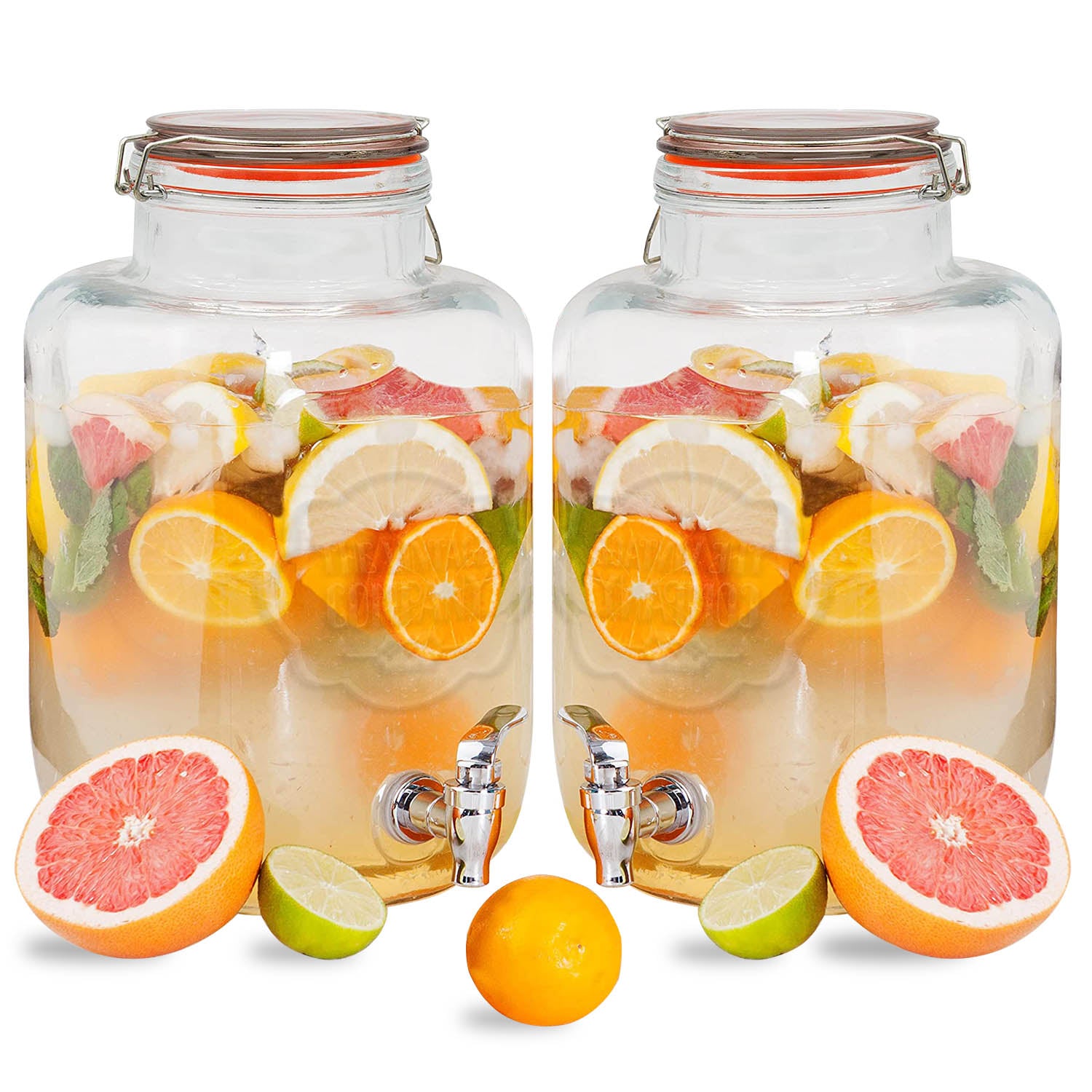 Set Of 2 The Vintage Company 7.6L Airtight Glass Drinks Dispensers With Tap