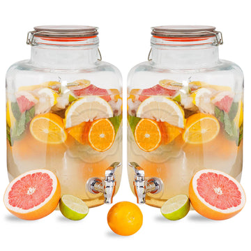 Set Of 2 The Vintage Company 7.6L Airtight Glass Drinks Dispensers With Tap