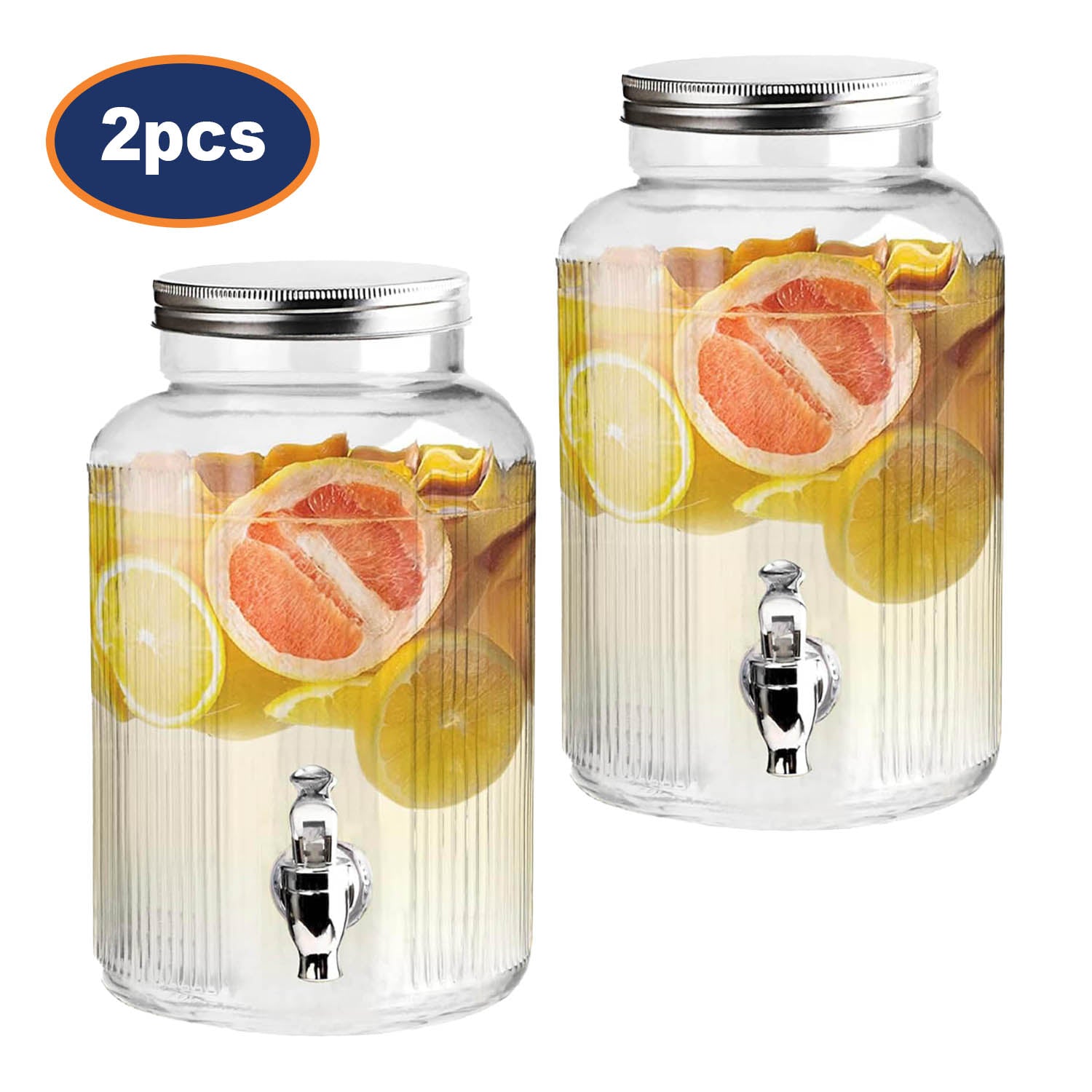 2Pcs The Vintage Company 5.5 Litre Glass Drink Dispenser