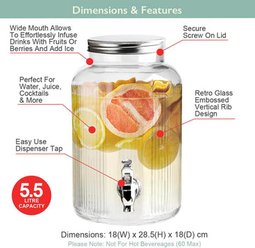 The Vintage Company 5.5 Litre Glass Drink Dispenser