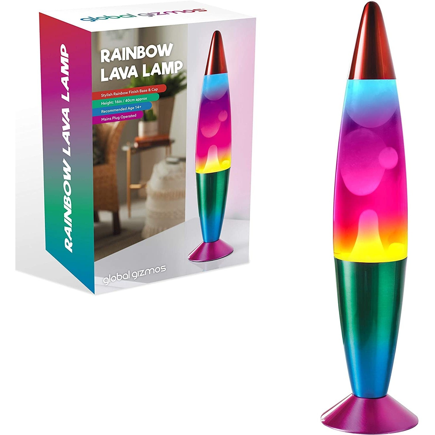 Global Gizmos Rainbow Retro Lava Lamp