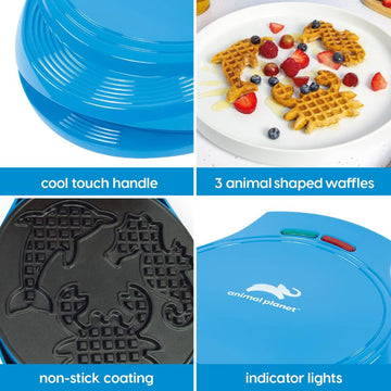 Animal Shaped 3 in 1 Sea Life Non Stick 1000W Waffle Maker