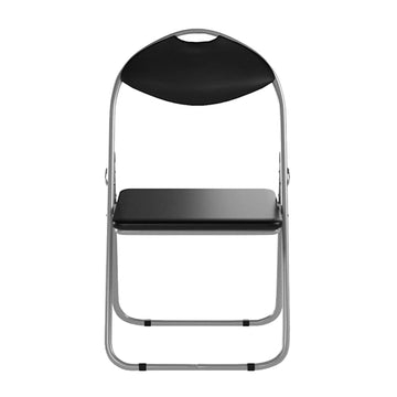 Black Faux Leather Folding Padded Chair Seat