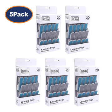 Pack of 5 Black + Decker Clothes Plastic Clothes Pegs