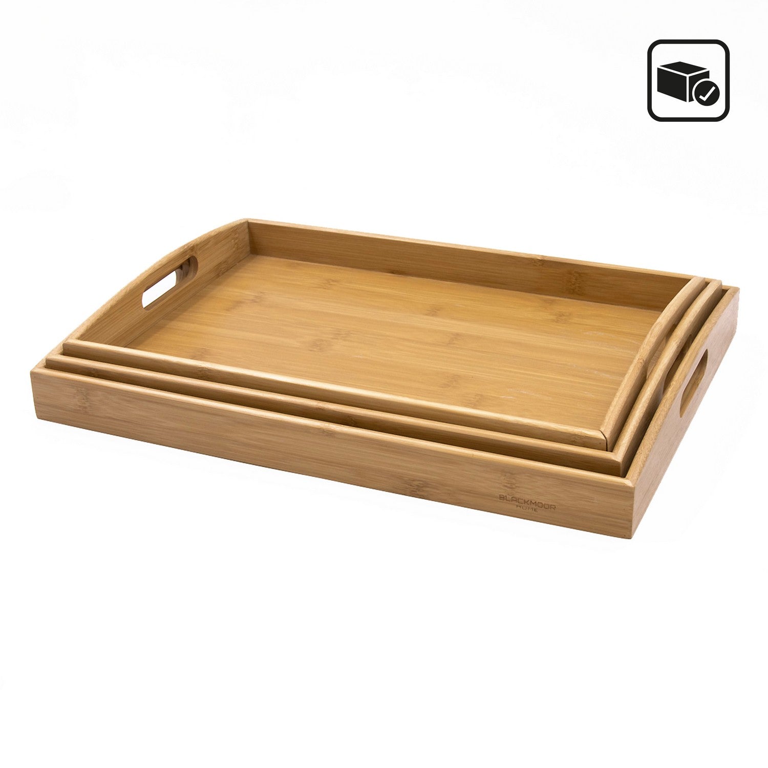 Blackmoor 3 Piece Wooden Serving Tray Set