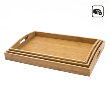 Blackmoor 3 Piece Wooden Serving Tray Set