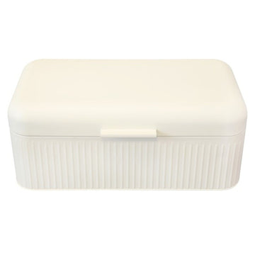 15L Large Ivory Finish Metal Bread Bin With Hinged Lid