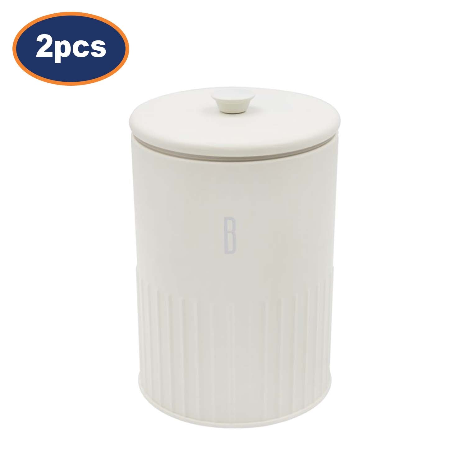 2Pcs 1.5L Ivory Finish Metal Biscuit Canister With Airtight Lid