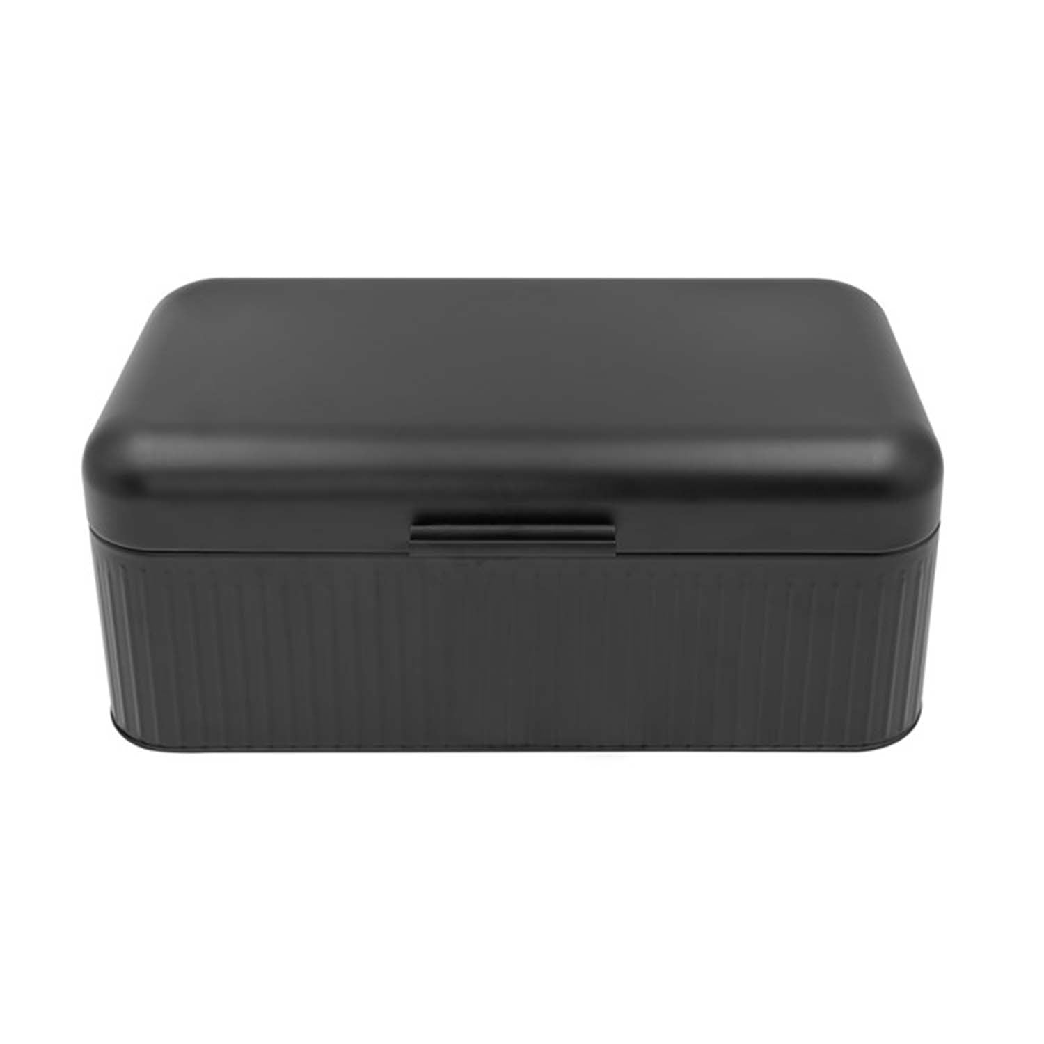 15L Large Black Finish Metal Bread Bin With Hinged Lid