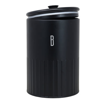 1.5L Black Finish Metal Biscuit Canister With Airtight Lid