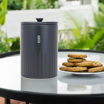 3Pcs 1.5L Black Finish Metal Biscuit Canister With Airtight Lid