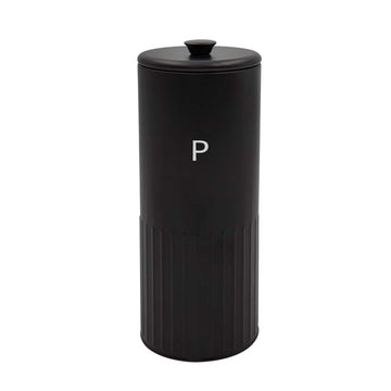 Round Black Finish Metal Pasta Canister With Airtight Lid