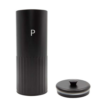 Round Black Finish Metal Pasta Canister With Airtight Lid
