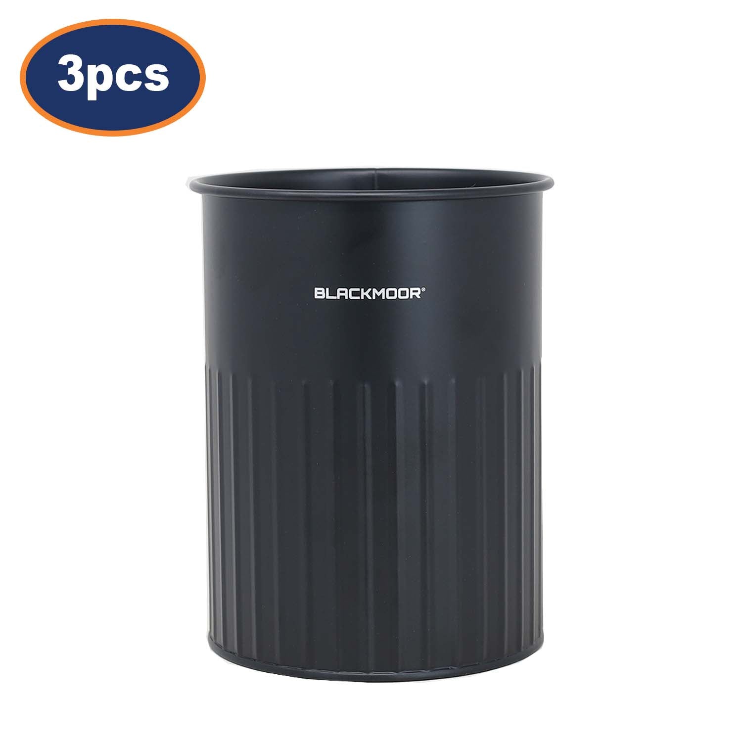 3Pcs Black Finish Ribbed Metal Utensil Holders