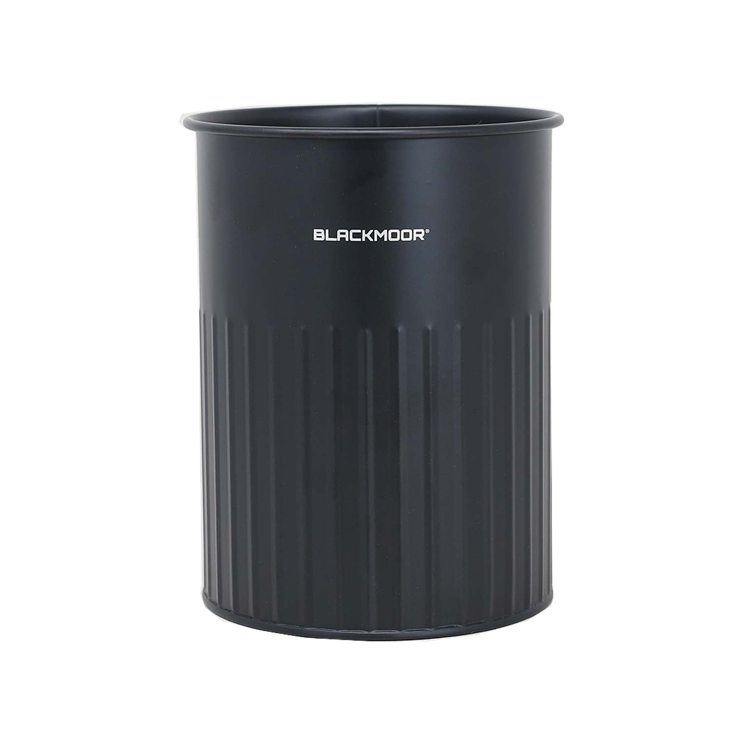 Black Finish Ribbed Metal Utensils Holder