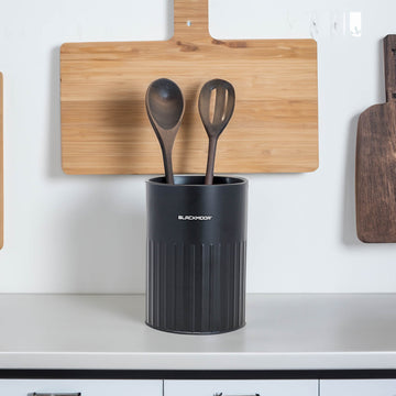 3Pcs Black Finish Ribbed Metal Utensil Holders