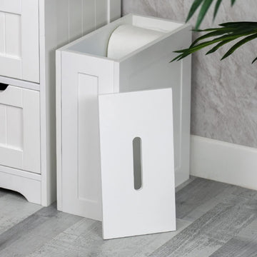 Slimline Multipurpose White MDF Wood Bathroom Storage Box