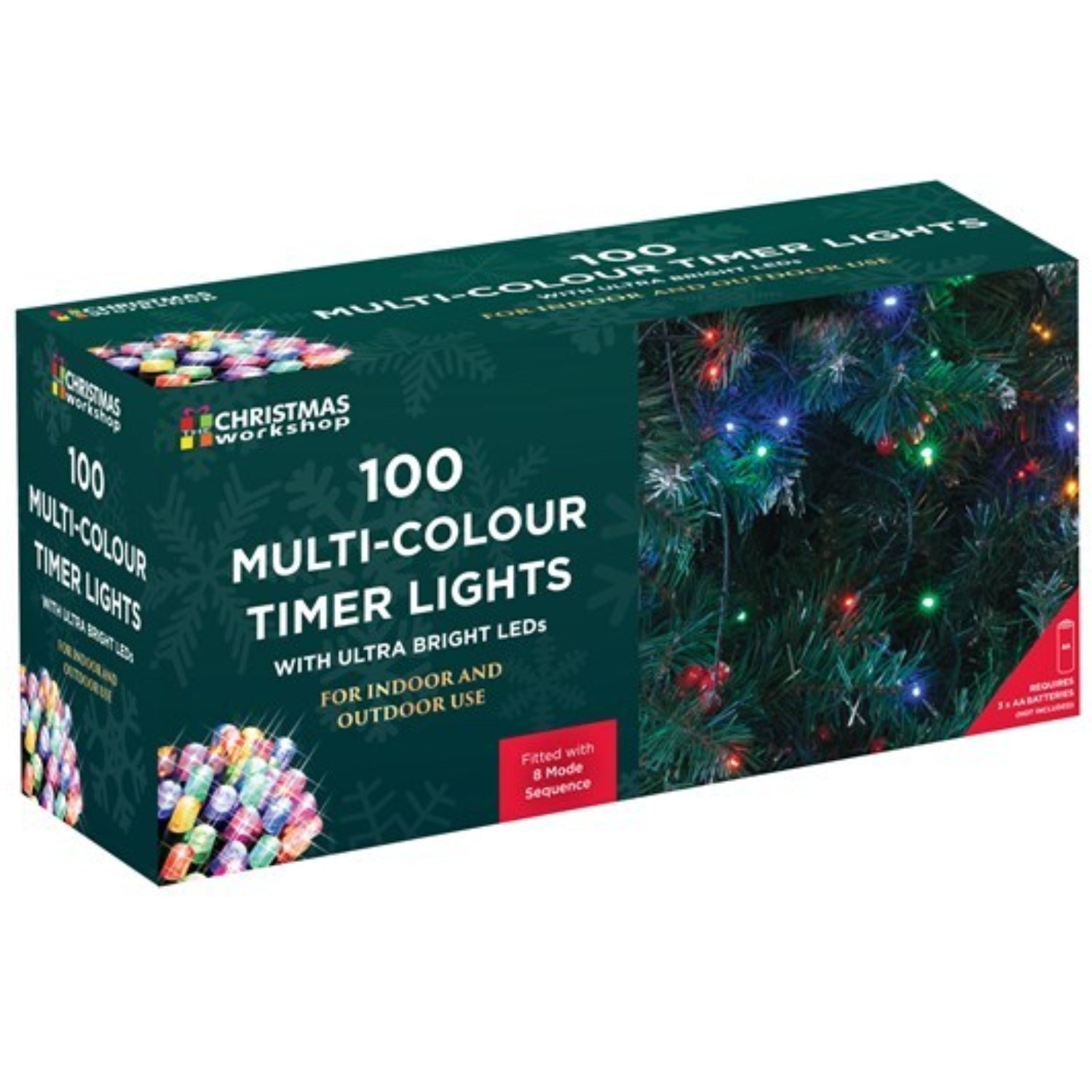 100 Ultra Bright LED Timer Multi-colour Christmas Fairy Lights