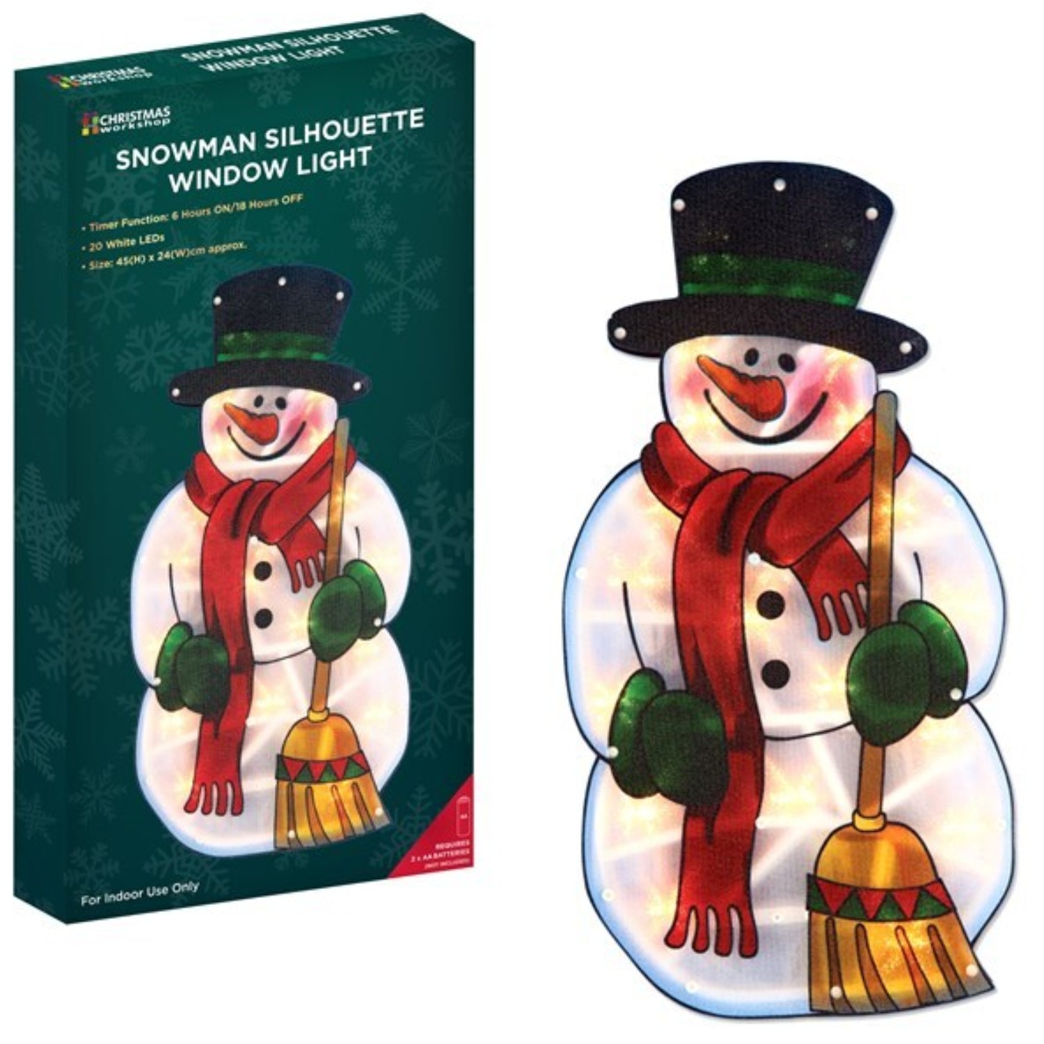 45cm Ultra Bright LED Light-up Metallic Snowman Christmas Decoration