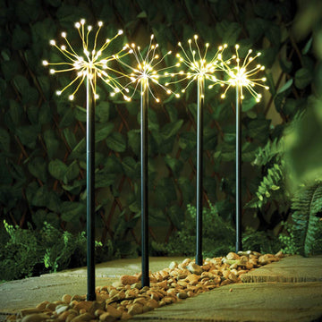 Set of 4 Firework Style Christmas Starburst Path Lights