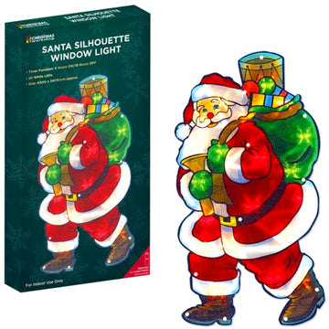 Light-up Metallic Santa Silhouette Indoor Christmas Decoration