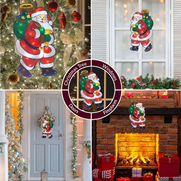 Light-up Metallic Santa Silhouette Indoor Christmas Decoration
