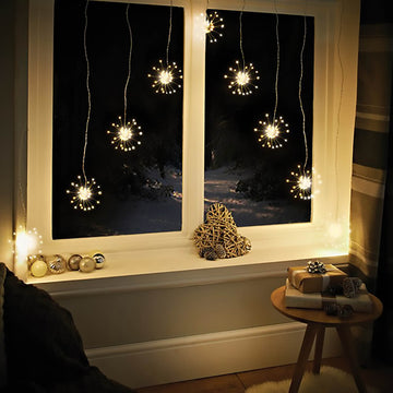360 Warm White LED Christmas V-Shape Starburst Curtain Light