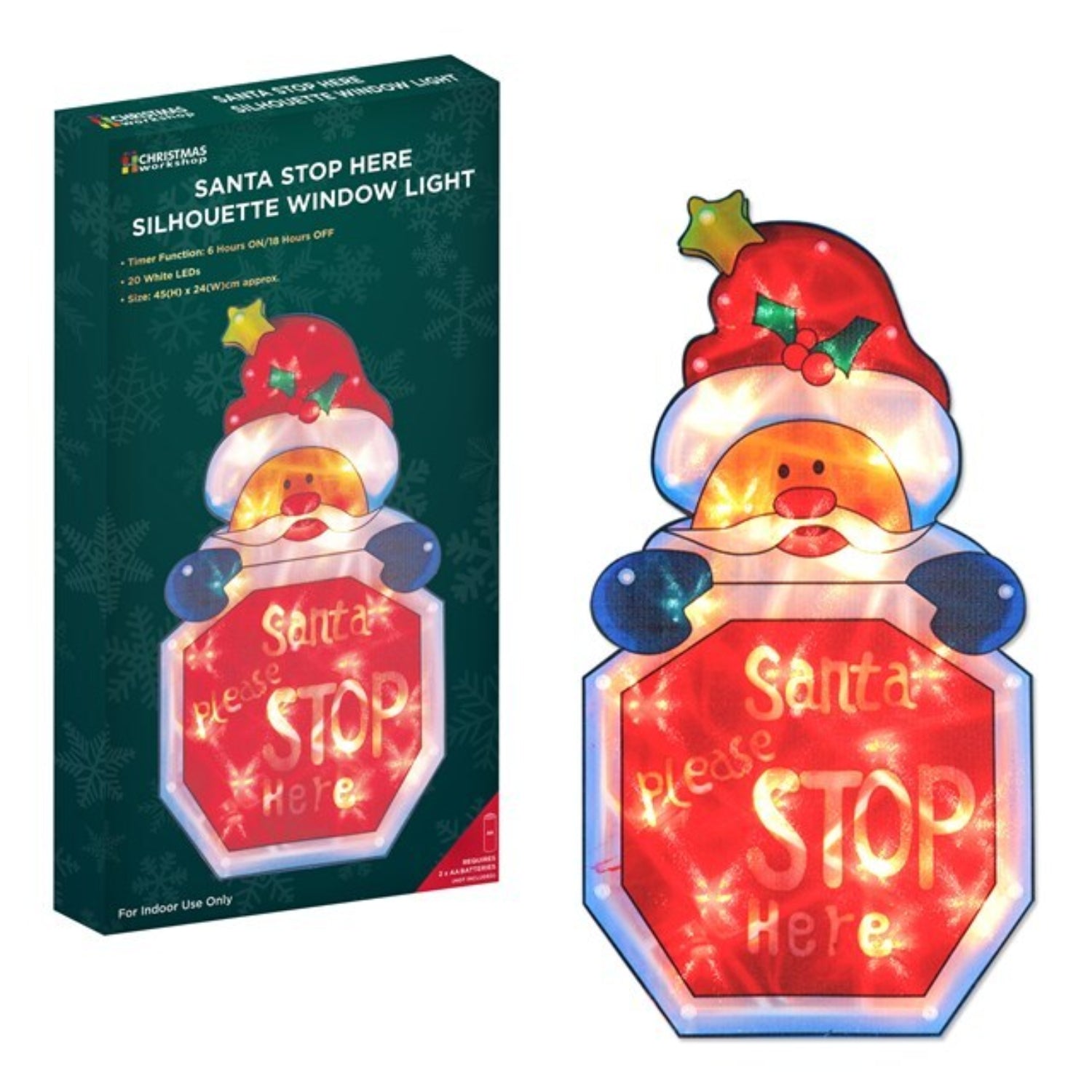 The Christmas Workshop 45cm LED Metallic Santa Stop