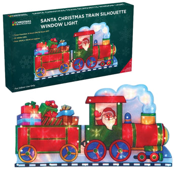 Christmas Santa Train Metallic Silhouette