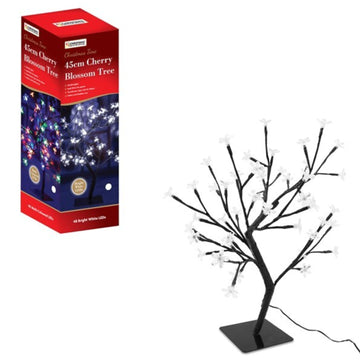 45cm Cherry Blossom Christmas Tree with 48 Bright White LED Lights