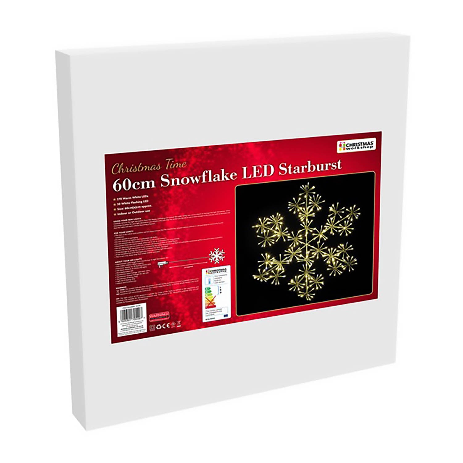 60cm Warm White Christmas Starburst Snowflake Lantern with 300 LED Lights