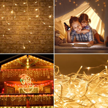 240 Warm White Icicle LED Christmas 8 Mode Sequence Lights