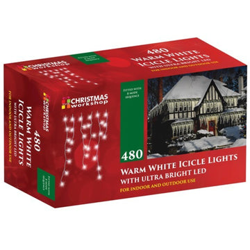 480 Warm White Christmas Icicle LED Party Lights