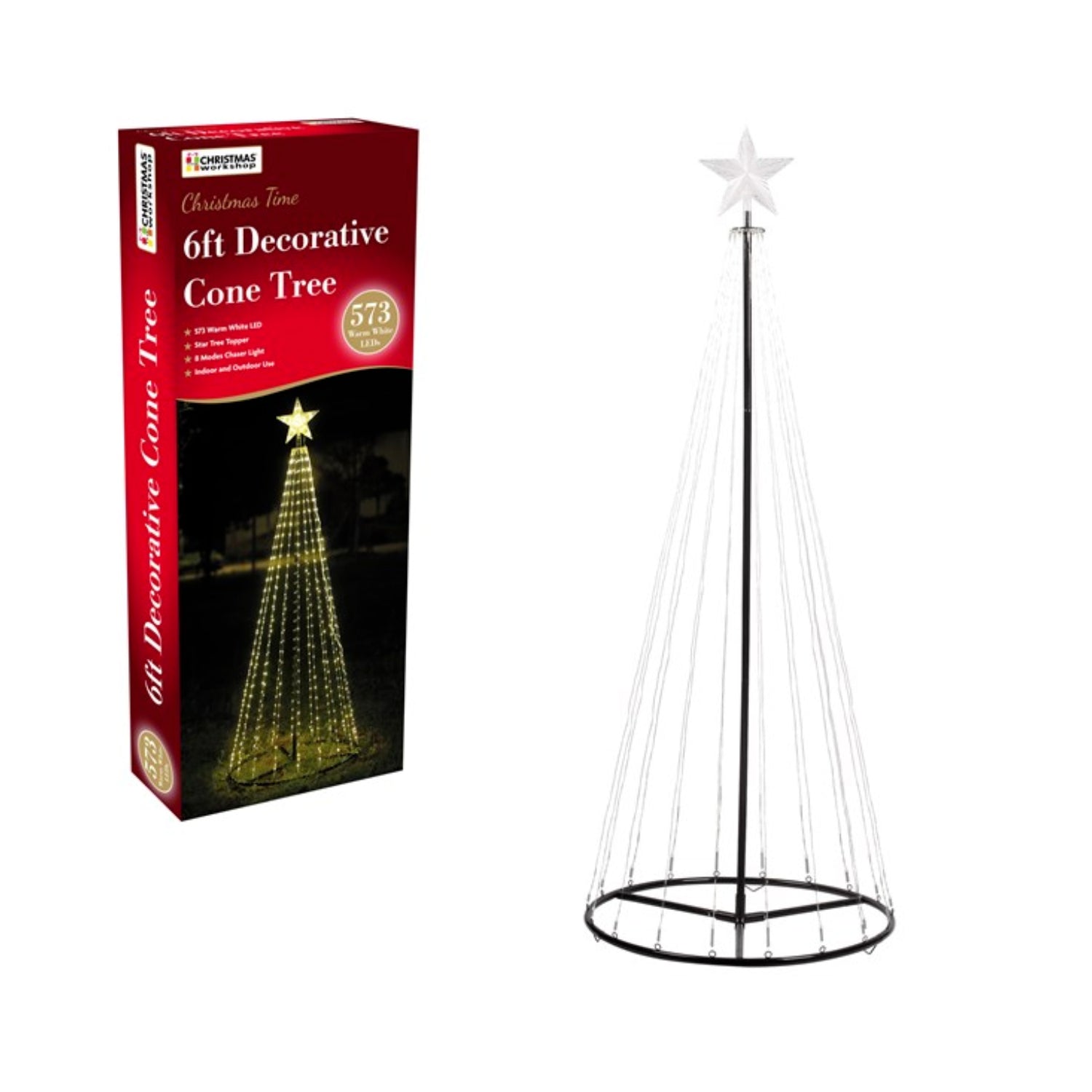 The Christmas Workshop 573 Warm White LED 6ft Cone Christmas Tree