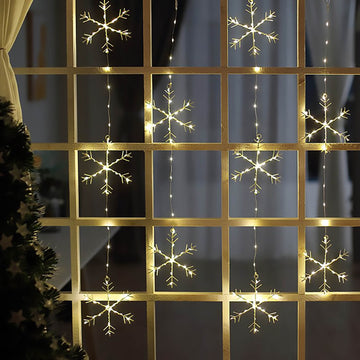 300 Warm White LED Christmas Snowflake Curtain Light