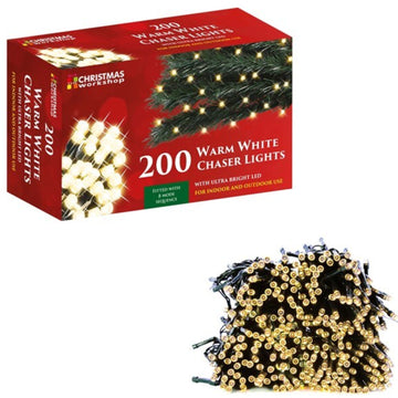 200 Warm White Indoor Outdoor Chaser Christmas Lights