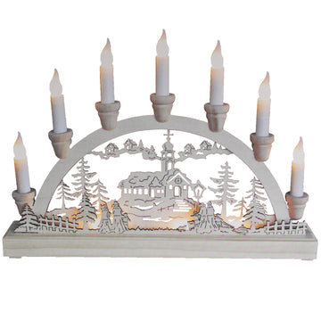 38cm Warm White LED Lights Wooden Candle Bridge Christmas Decoration