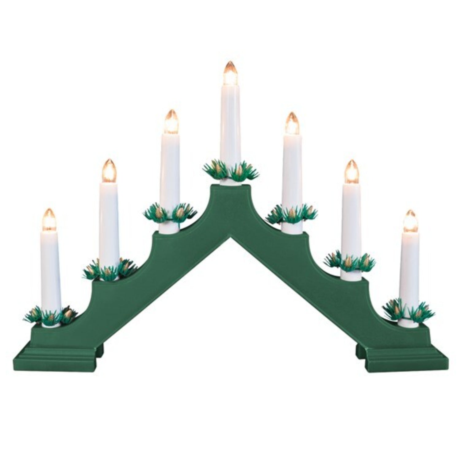 7 Bulb Plastic Candle Green Bridge Lights Christmas Decoration
