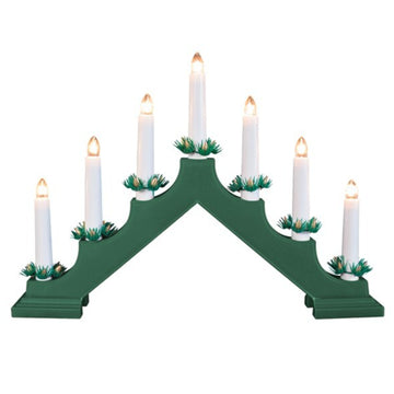 7 Bulb Plastic Candle Green Bridge Lights Christmas Decoration