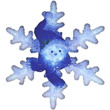Bright Blue LED Light Snowman Snowflake Christmas Ornament