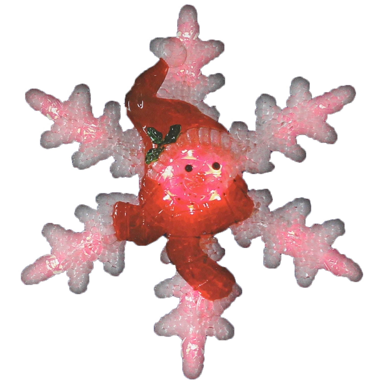 Bright Red LED Light Snowman Snowflake Christmas Ornament