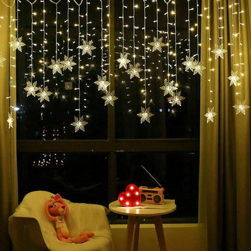 152 LED Snowflake Curtain Festive Christmas String Lights