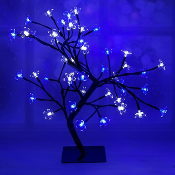 45cm Cherry Blossom Christmas Tree with 48 Blue & White LED Lights