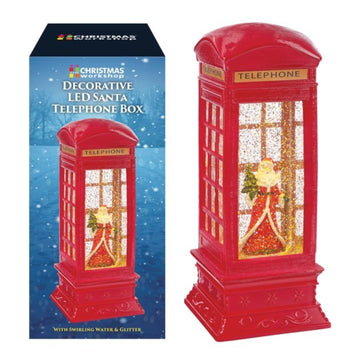 Christmas Santa In Telephone Booth Box LED Light