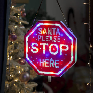 Light Up Please Santa Stop Here Light