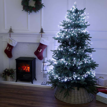 5.6M Silver White LED Christmas Cluster String Lights